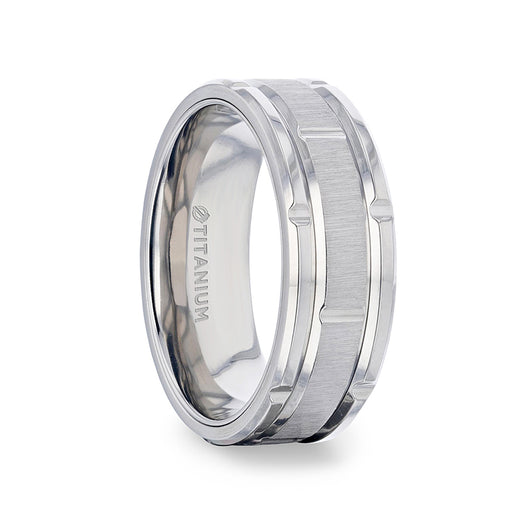 Dalton Pink Carbon Fiber Inlaid Titanium Men’s Wedding Ring Beveled Edges 8mm 10 / Titanium