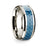 14k White Gold Polished Beveled Edges Wedding Ring with Blue Carbon Fiber Inlay - 8 mm