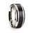 14k White Gold Polished Beveled Edges Wedding Ring with Black Carbon Fiber Inlay - 8 mm
