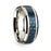 14k White Gold Polished Beveled Edges Wedding Ring with Black and Dark Blue Carbon Fiber Inlay - 8 mm