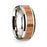 14k White Gold Polished Beveled Edges Wedding Ring with Red Oak Wood Inlay - 8 mm
