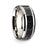 14k White Gold Polished Beveled Edges Wedding Ring with Blue Dinosaur Inlay - 8 mm