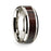 14k White Gold Polished Beveled Edges Wedding Ring with Bubinga Wood Inlay - 8 mm