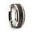 14k White Gold Polished Beveled Edges Wedding Ring with Dark Deer Antler Inlay - 8 mm