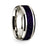 14k White Gold Polished Beveled Edges Wedding Ring with Purple Goldstone Inlay - 8 mm