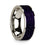 Flat Polished 14k White Gold Wedding Ring with Purple Goldstone Inlay - 8 mm